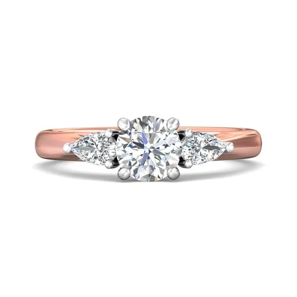 Flyerfit Three Stone 14K Pink Gold Shank And White Gold Top