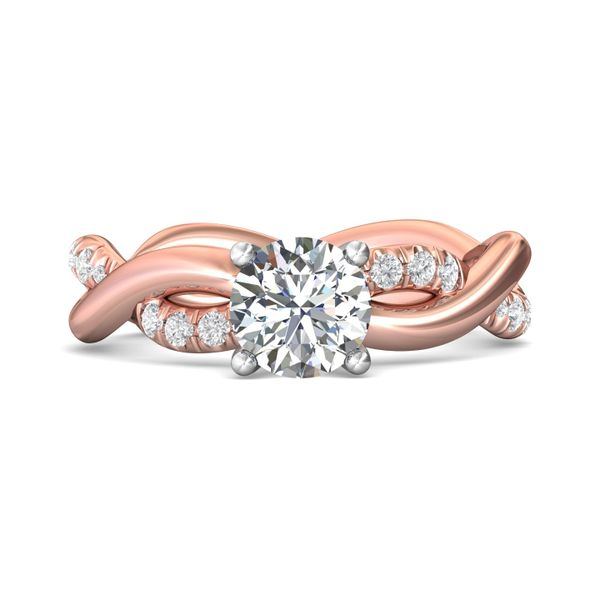 18K White and Rose Gold Twisted Shank Pink Diamond