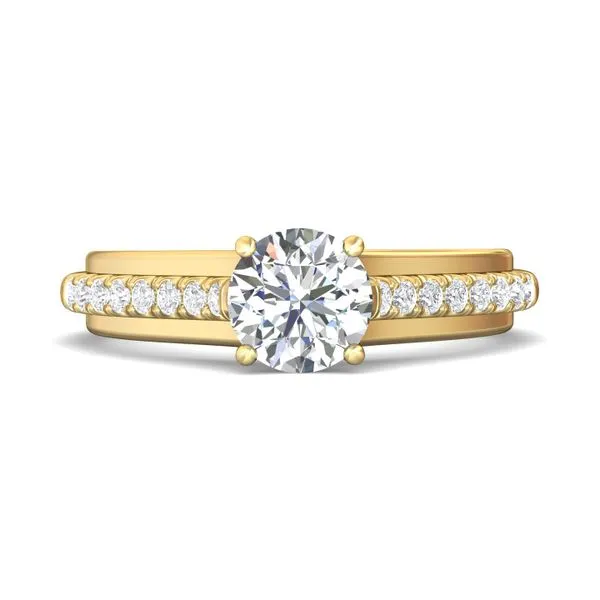 Flyerfit Micropave 18K Yellow Gold Engagement Ring H-I SI1