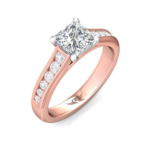 Flyerfit Channel/Shared Prong 18K Pink Gold Shank And White Gold Top Engagement Ring H-I SI1 Image 5 Christopher's Fine Jewelry Pawleys Island, SC
