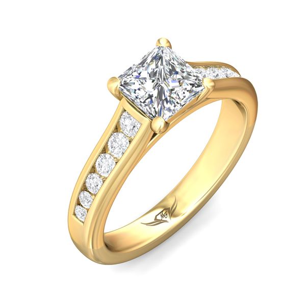 Flyerfit Channel/Shared Prong 18K Yellow Gold Engagement Ring G-H VS2-SI1 Image 5 Wesche Jewelers Melbourne, FL