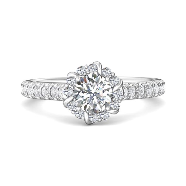 Platinum FlyerFit Micropave Halo Engagement Ring Becky Beauchine Kulka Diamonds and Fine Jewelry Okemos, MI