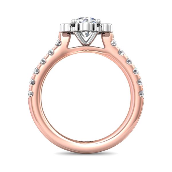 FlyerFit Micropave Halo 18K Pink Gold Shank And White Gold Top Engagement Ring  Image 3 Grogan Jewelers Florence, AL