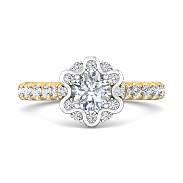 FlyerFit Micropave Halo 14K Yellow and 14K White Gold Engagement Ring  Grogan Jewelers Florence, AL