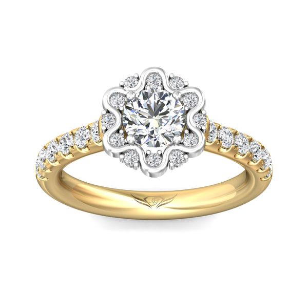 FlyerFit Micropave Halo 14K Yellow and 14K White Gold Engagement Ring  Image 2 Grogan Jewelers Florence, AL