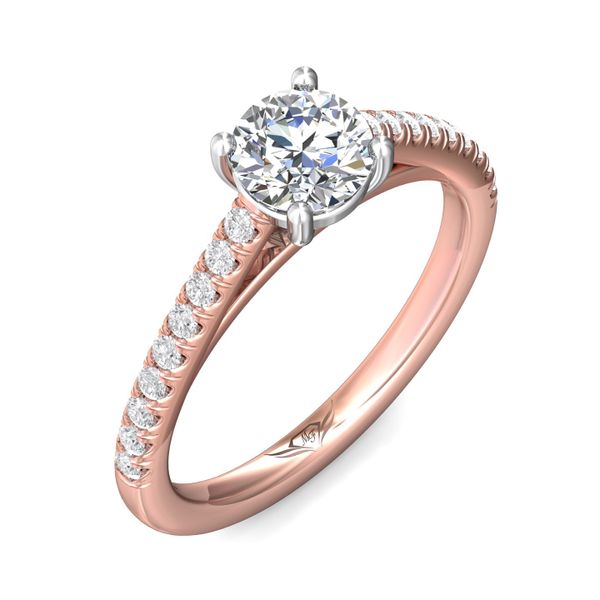 FlyerFit Micropave 14K Pink Gold Shank And White Gold Top Engagement Ring  Image 5 Wesche Jewelers Melbourne, FL