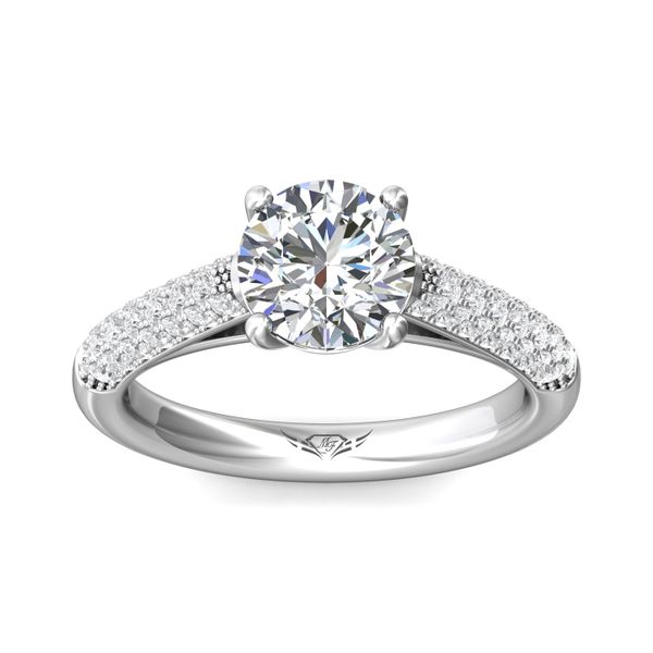 18K White Gold FlyerFit Micropave Engagement Ring Image 2 Valentine's Fine Jewelry Dallas, PA