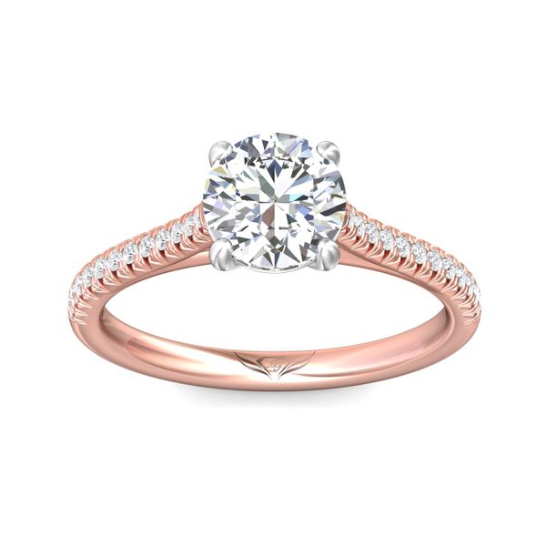 FlyerFit Micropave 14K Pink Gold Shank And White Gold Top Engagement Ring  Image 2 Becky Beauchine Kulka Diamonds and Fine Jewelry Okemos, MI