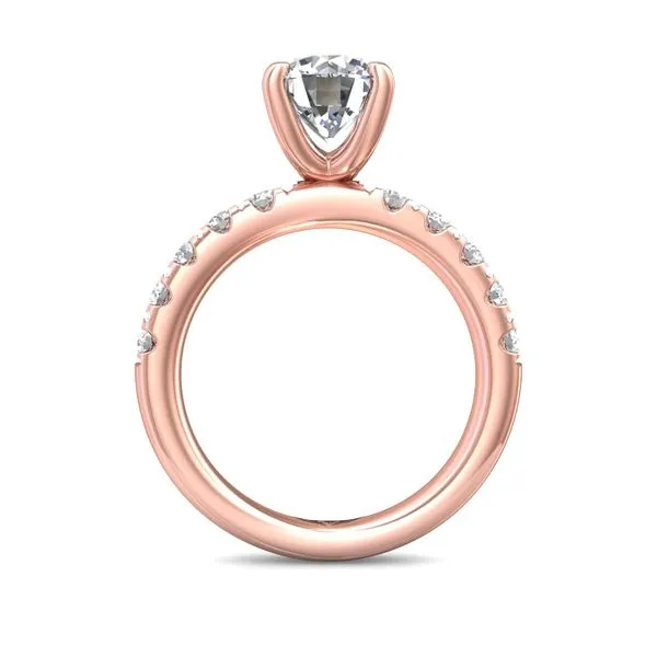 Flyerfit Micropave 18K Pink Gold Engagement Ring H-I SI1