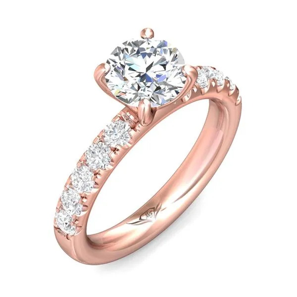 Flyerfit Micropave 18K Pink Gold Engagement Ring H-I SI1