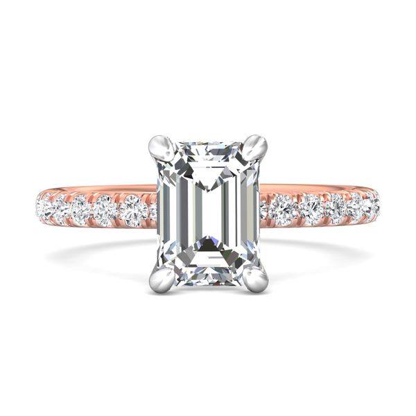 Flyerfit Micropave 14K Pink Gold Shank And White Gold Top Engagement Ring G-H VS2-SI1 Valentine's Fine Jewelry Dallas, PA