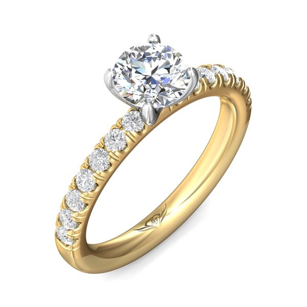 FlyerFit Micropave 18K Yellow Gold Shank And White Gold Top Engagement Ring  Image 5 Grogan Jewelers Florence, AL