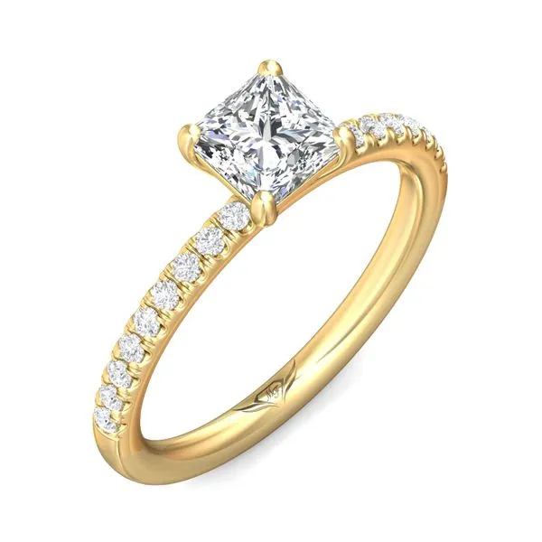 FlyerFit Micropave 18K Yellow Gold Engagement Ring H-I SI2