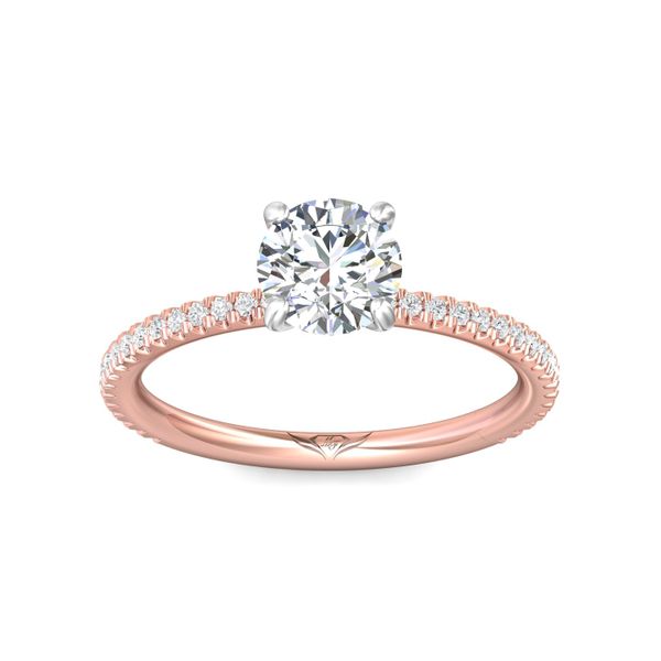 FlyerFit Micropave 14K Pink Gold Shank And White Gold Top Engagement Ring  Image 2 Christopher's Fine Jewelry Pawleys Island, SC
