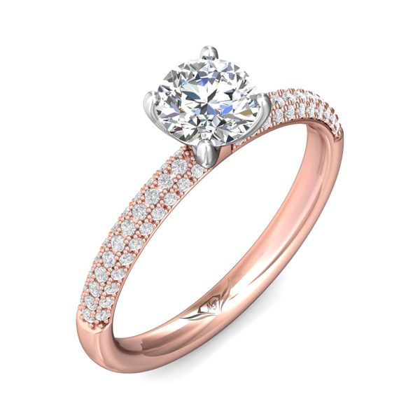 FlyerFit Micropave 18K Pink Gold Shank And White Gold Top Engagement Ring  Image 5 Grogan Jewelers Florence, AL