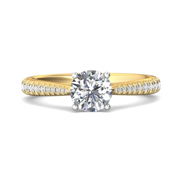 FlyerFit Micropave 18K Yellow Gold Shank And White Gold Top Engagement Ring  Grogan Jewelers Florence, AL