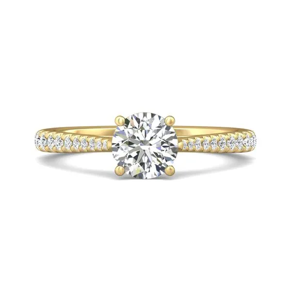 Flyerfit Micropave 18K Yellow Gold Engagement Ring H-I SI1