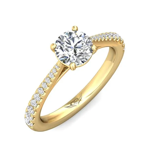 Flyerfit Micropave 18K Yellow Gold Engagement Ring H-I SI1