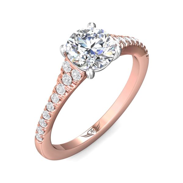 FlyerFit Micropave 14K Pink Gold Shank And White Gold Top Engagement Ring  Image 5 Christopher's Fine Jewelry Pawleys Island, SC