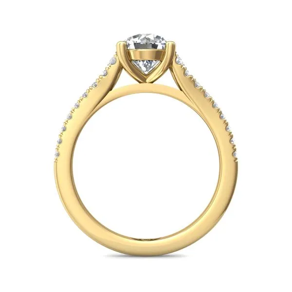 FlyerFit Micropave 14K Yellow Gold Engagement Ring G-H VS2-SI1