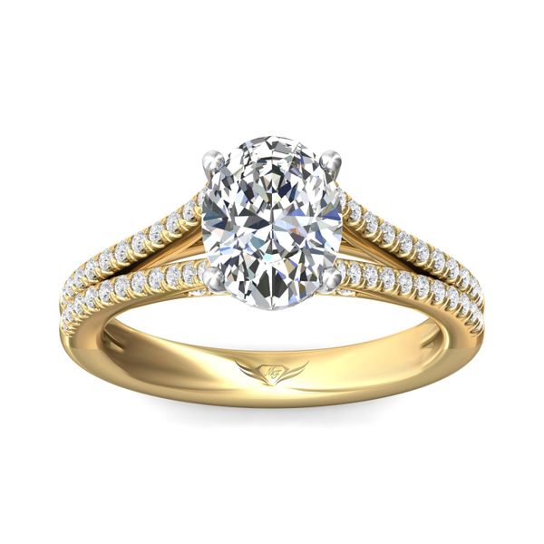 FlyerFit Split Shank 14K Yellow and 14K White Gold Engagement Ring  Image 2 Grogan Jewelers Florence, AL