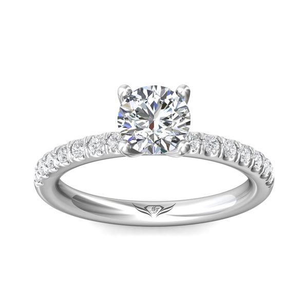Platinum FlyerFit Micropave Engagement Ring Image 2 Valentine's Fine Jewelry Dallas, PA