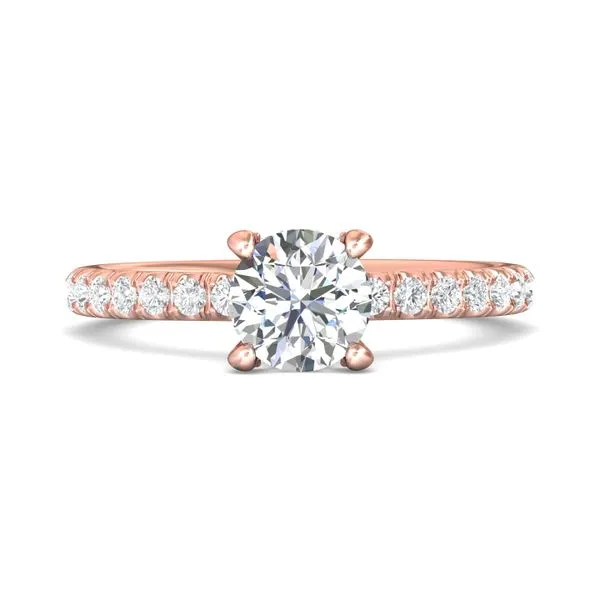 Flyerfit Micropave 18K Pink Gold Engagement Ring H-I SI1