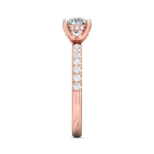 Flyerfit Micropave 18K Pink Gold Engagement Ring H-I SI1