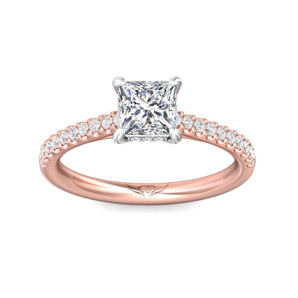 Flyerfit Micropave 14K Pink Gold Shank And White Gold Top Engagement Ring G-H VS2-SI1 Image 2 Becky Beauchine Kulka Diamonds and Fine Jewelry Okemos, MI