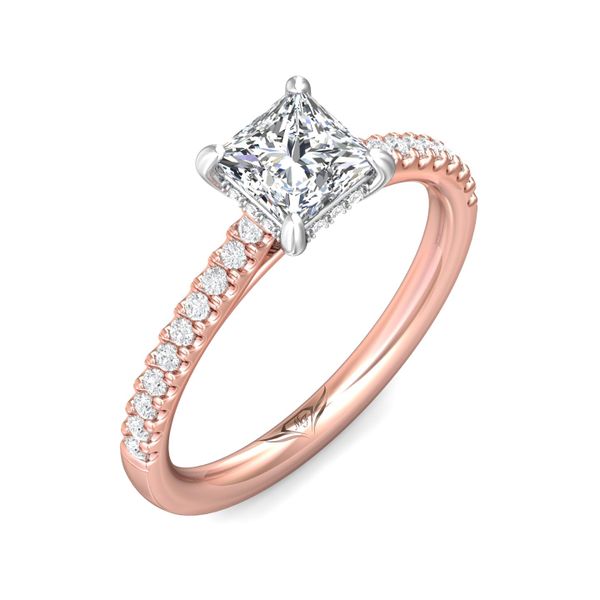 Flyerfit Micropave 14K Pink Gold Shank And White Gold Top Engagement Ring H-I SI2 Image 5 Grogan Jewelers Florence, AL