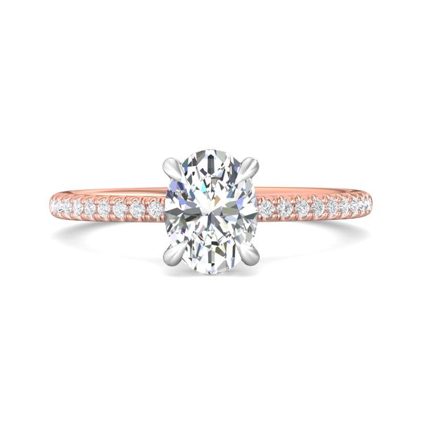 FlyerFit Micropave 14K Pink Gold Shank And White Gold Top Engagement Ring  Wesche Jewelers Melbourne, FL