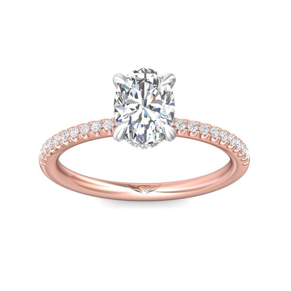 FlyerFit Micropave 14K Pink Gold Shank And White Gold Top Engagement Ring  Image 2 Wesche Jewelers Melbourne, FL