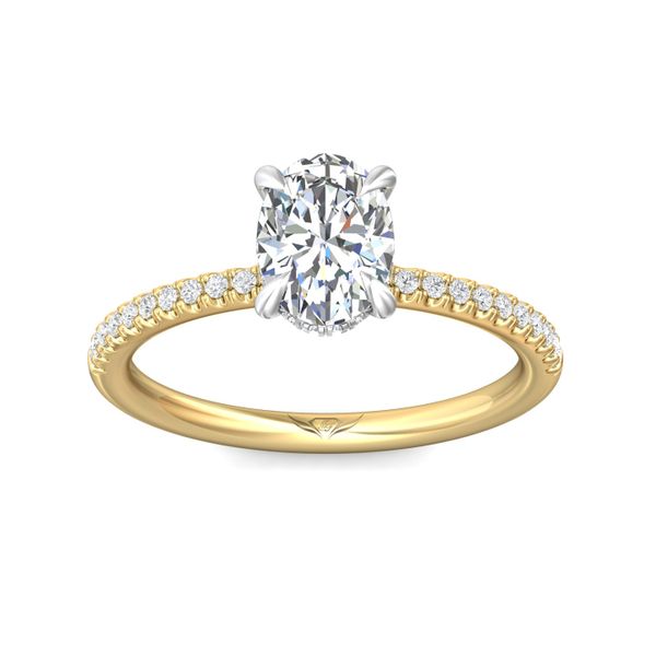 Flyerfit Micropave 18K Yellow Gold Shank And Platinum Top Engagement Ring H-I SI2 Image 2 Wesche Jewelers Melbourne, FL