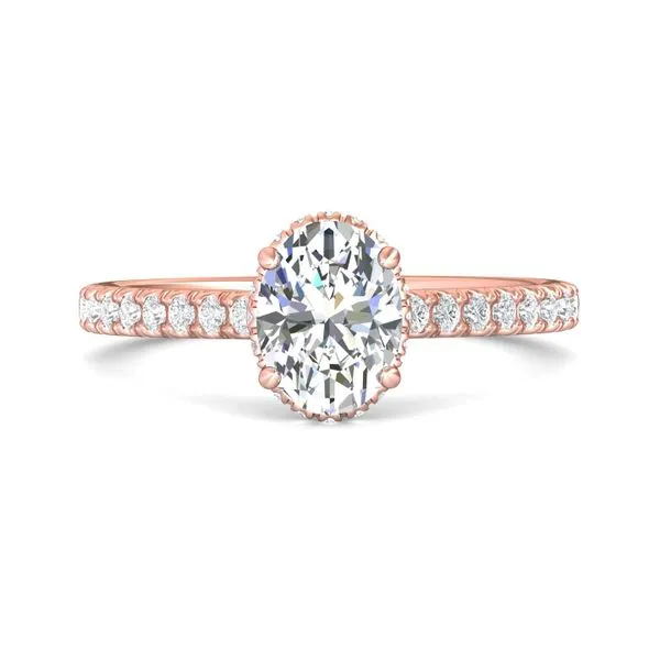 Flyerfit Micropave 18K Pink Gold Engagement Ring H-I SI1