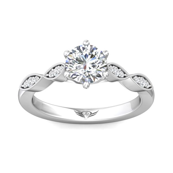 Platinum FlyerFit Micropave Engagement Ring Image 2 Cornell's Jewelers Rochester, NY