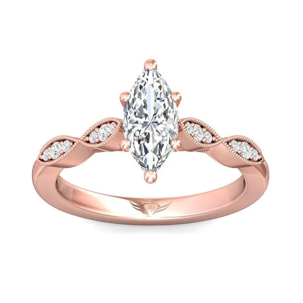 Flyerfit Micropave 18K Pink Gold Engagement Ring H-I SI1