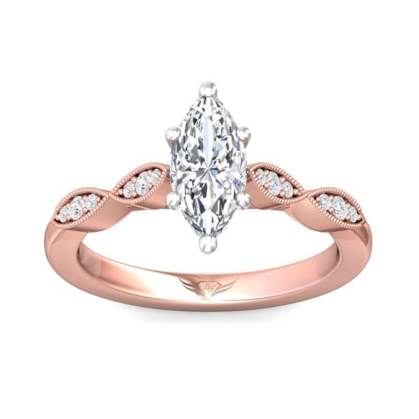 FlyerFit Micropave 14K Pink Gold Shank And White Gold Top Engagement Ring  Image 2 Wesche Jewelers Melbourne, FL