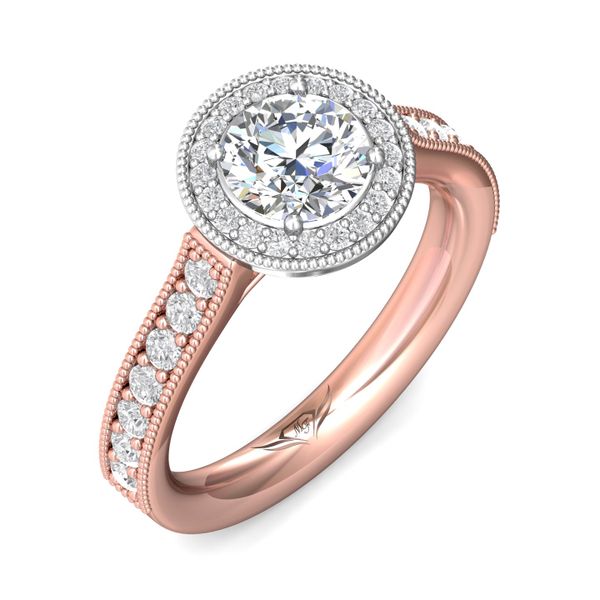 FlyerFit Micropave Halo 14K Pink Gold Shank And White Gold Top Engagement Ring  Image 5 Grogan Jewelers Florence, AL