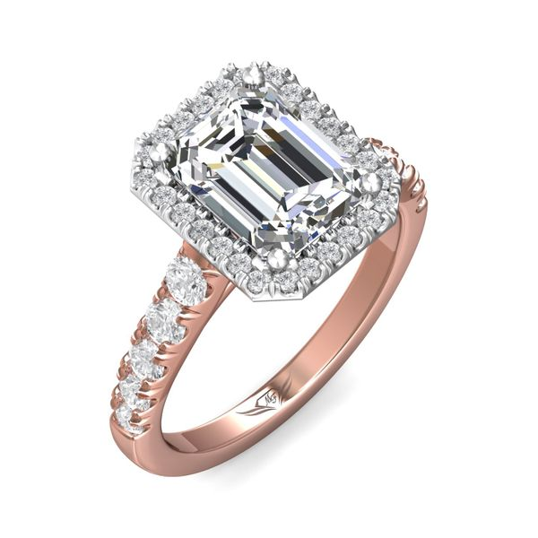 Oval Moissanite Halo Diamond Bridal Set in Rose Gold Scalloped Band | La  More Design