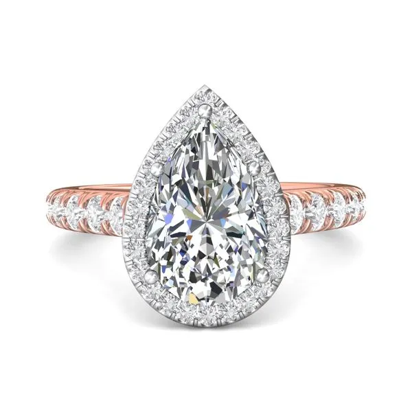 Platinum and 18K Rose Gold Pear Shape Diamond and Pink