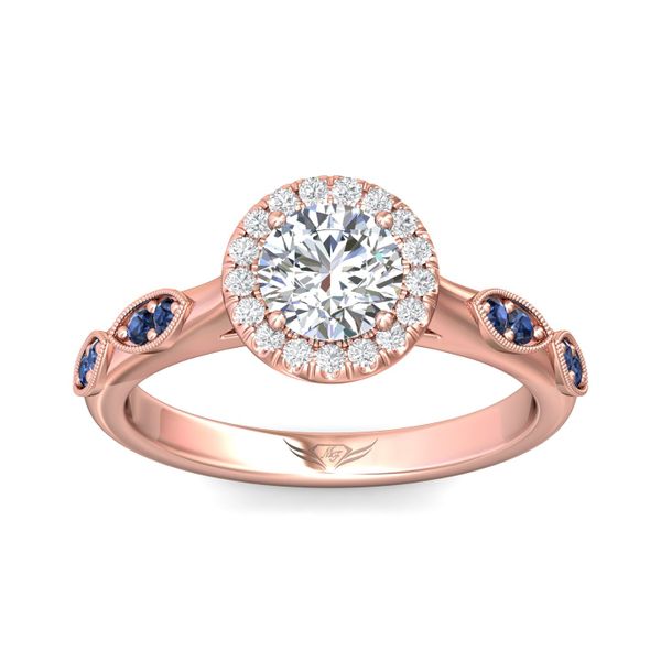 FlyerFit Micropave Halo 14K Pink Gold Engagement Ring  Image 2 Christopher's Fine Jewelry Pawleys Island, SC