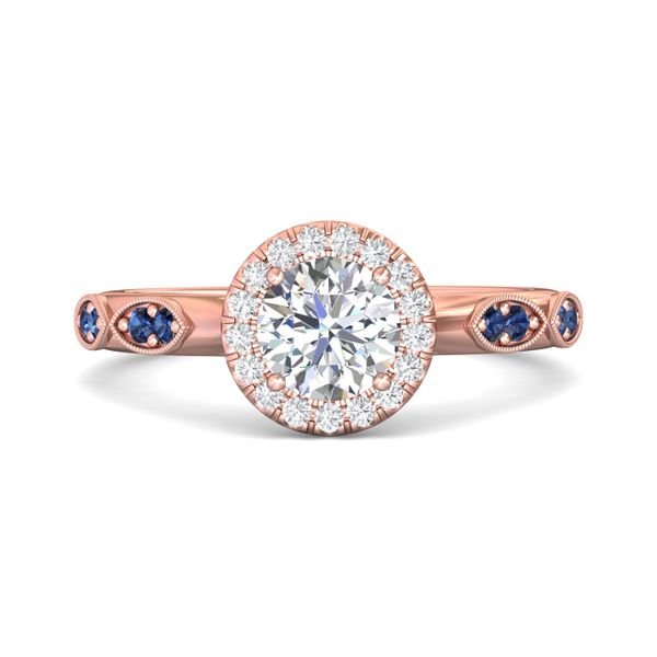 FlyerFit Micropave Halo 14K Pink Gold Engagement Ring  Wesche Jewelers Melbourne, FL