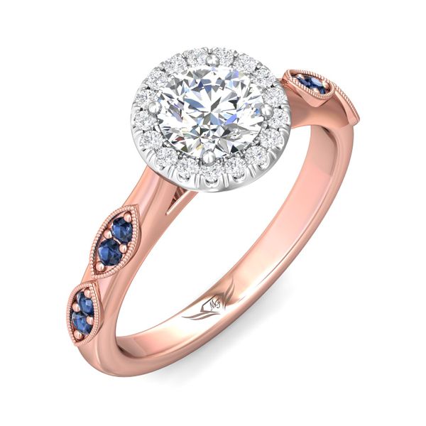 FlyerFit Micropave Halo 14K Pink Gold Shank And White Gold Top Engagement Ring  Image 5 Wesche Jewelers Melbourne, FL