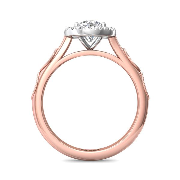 FlyerFit Micropave Halo 18K Pink Gold Shank And White Gold Top Engagement Ring  Image 3 Grogan Jewelers Florence, AL