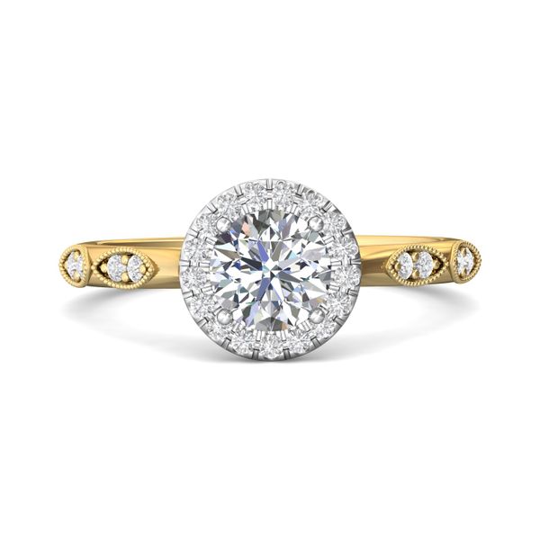 FlyerFit Micropave Halo 18K Yellow Gold Shank And White Gold Top Engagement Ring  Grogan Jewelers Florence, AL