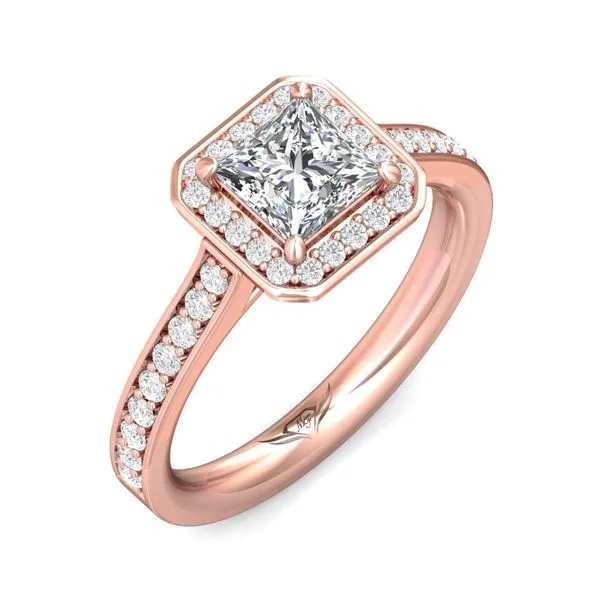 FlyerFit Micropave Halo 18K Pink Gold Engagement Ring H-I SI | Wesche  Jewelers | Melbourne, FL