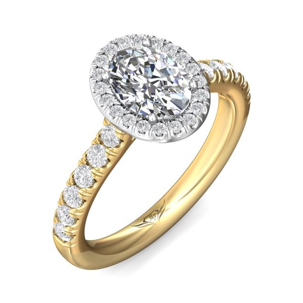 FlyerFit Micropave Halo 14K Yellow and 14K White Gold Engagement Ring  Image 5 Grogan Jewelers Florence, AL