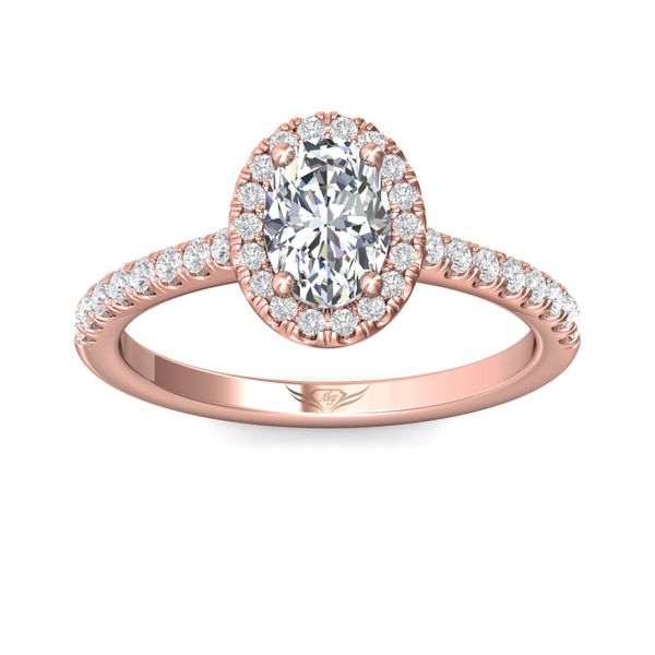 FlyerFit Micropave Halo 18K Pink Gold Engagement Ring  Image 2 Grogan Jewelers Florence, AL