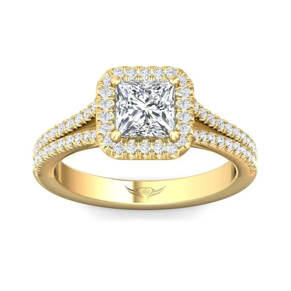 Flyerfit Split Shank 18K Yellow Gold Engagement Ring H-I SI1