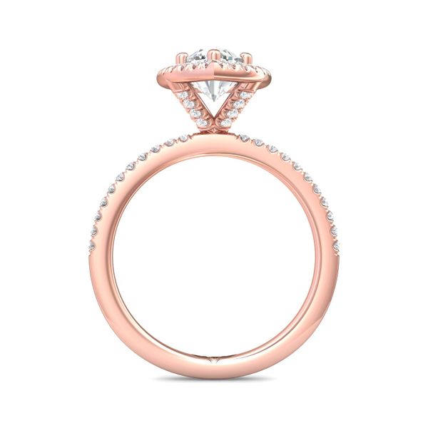 FlyerFit Micropave Halo 18K Pink Gold Engagement Ring  Image 3 Grogan Jewelers Florence, AL